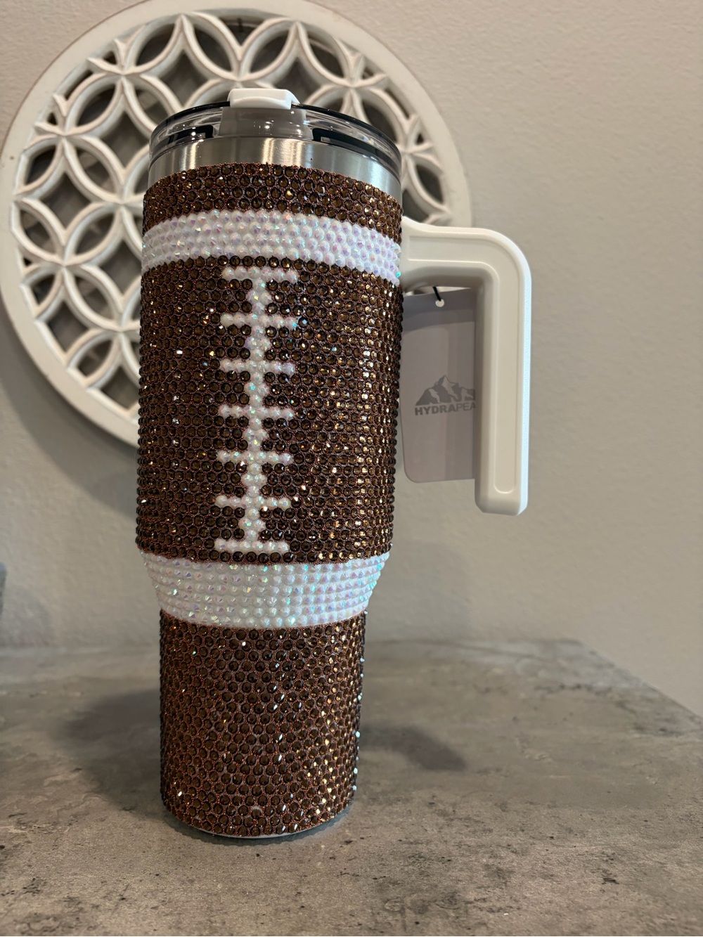 Football Crystal Stainless Tumbler